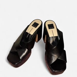 Dolce Vita Black Leather Heeled Mules